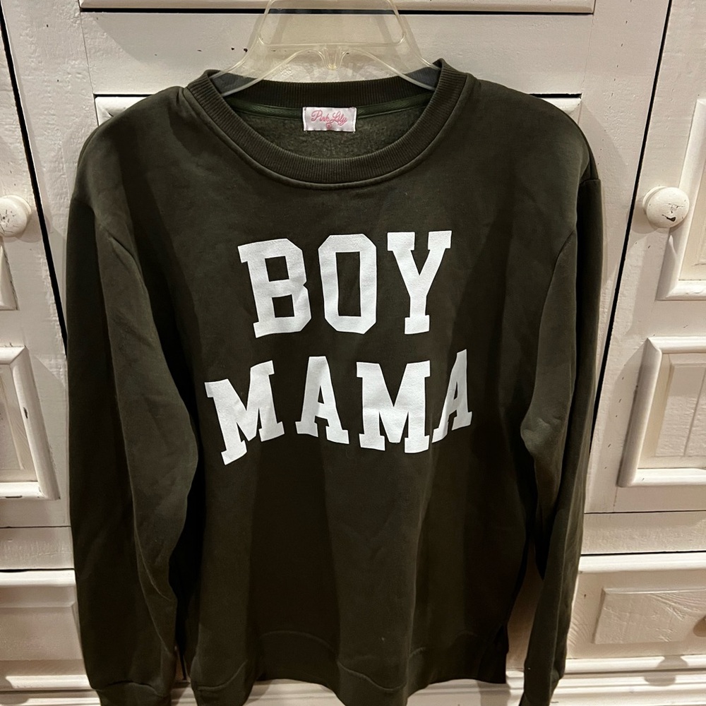 Boy Mama Sweatshirt - Olive Green